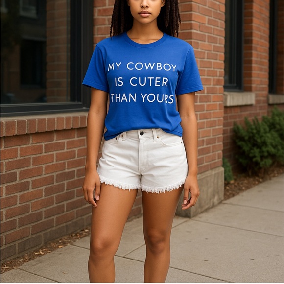 Junk food brand cute blue cowgirl tee with fun sayings on front! - Picture 1 of 8